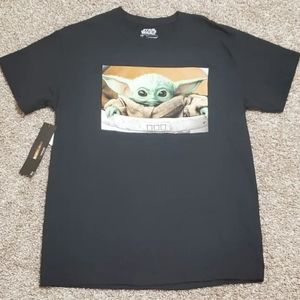 Men's Star Wars Baby Yoda Mandalorian T-Shirt Fifth Sun Size M Black